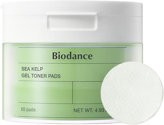 Biodance Sea Kelp Gel Toner Pads, Calming & Soothing for Sensitive Skin, Oil & Sebum Control, Blemish Care, Gentle Exfoliating Korean Toner Pads, 4.93 fl.oz.(140g)*60Pads