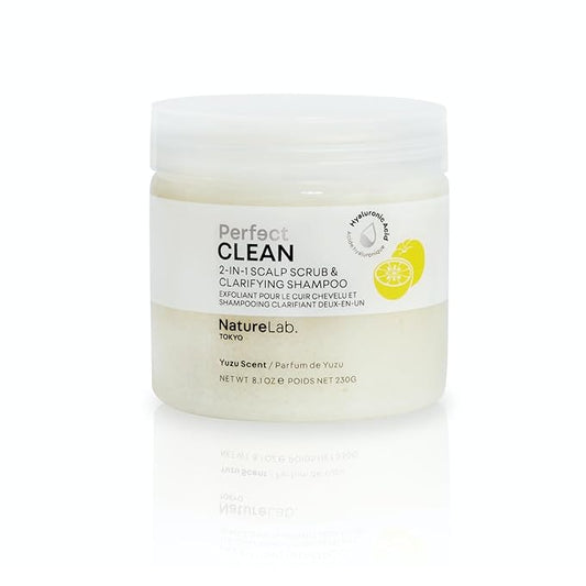 NATURELAB. TOKYO Perfect Clean Clarifying Scalp Scrub LIMITED EDITION: 2-in-1 Shampoo and Scalp Scrub Hair Treatment to Clarify and Remove Product Buildup| Yuzu Scent | 8.1 OZ / 230G