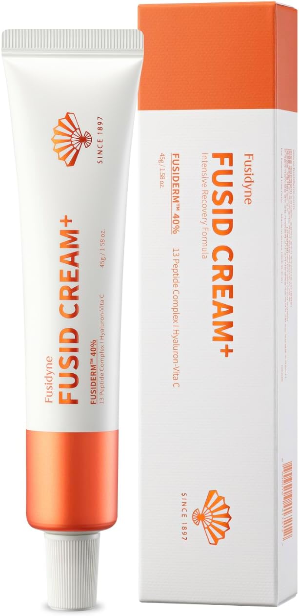 Fusid Cream Plus (1.58oz) - Moisturizer Face Cream for Daily Hydration, Even Skin Tone. Korean Moisturizer for Face with Fusiderm, Peptides, Vitamin C.