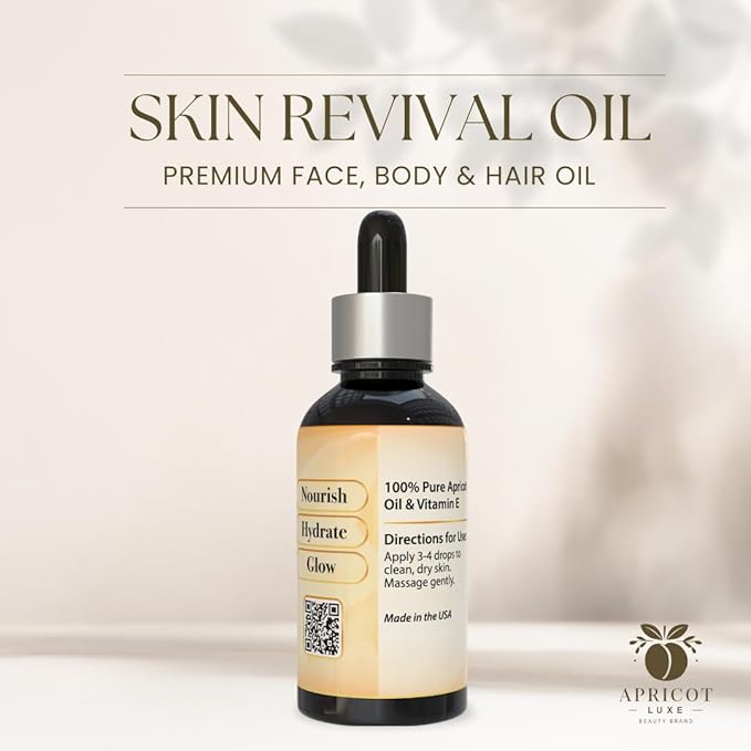 Richardson Nutrional Center Luxe Skin Revival Organic Apricot Kernel Oil Cold Pressed 100% Pure and Natural for Skin