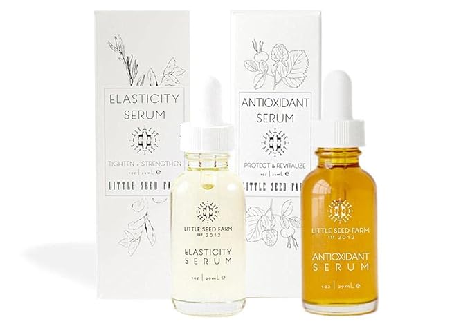 Little Seed Farm Serum Bundle - Antioxidant + Elasticity - Skin Toning and Firming Serums - Facial Serums for Dry & Aging Skin