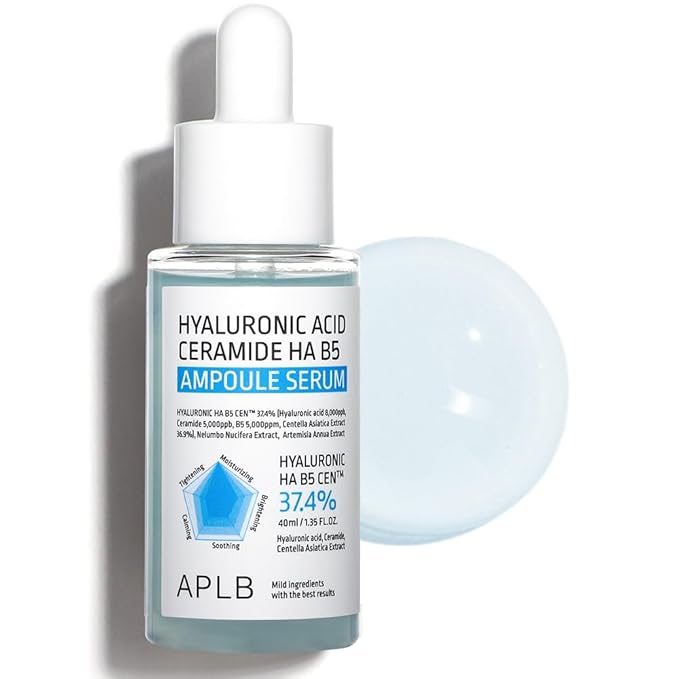 APLB Hyaluronic Acid Ceramide HA B5 Ampoule Serum | HYALURONIC HA B5 CEN™ 37.4% 1.35 FL.OZ/Korean Skincare, Long lasting moisturizing, Revitalize for gentle and improve skin texture