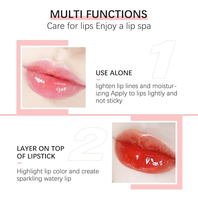 Plumping Lip Oil, Hydrating Gloss Tinted Lip Balm Transparent Lip Care, Big Brush Head Glitter Shine, Long Lasting Nourishing Non-sticky Fresh Texture(CLEAR)