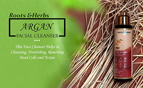 ROOTS AND HERBS Ayurvedic 100% Vegan Nutritive Argan Facial Cleanser for Men and Women