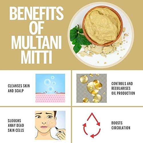 Natural Multani Mitti For Face | Fullers Earth Facial Clay Powder | 100% Organic Natural Glow Beauty Face Pack Fuller’s Earth Indian Healing Clay.(110gm) 3.4oz