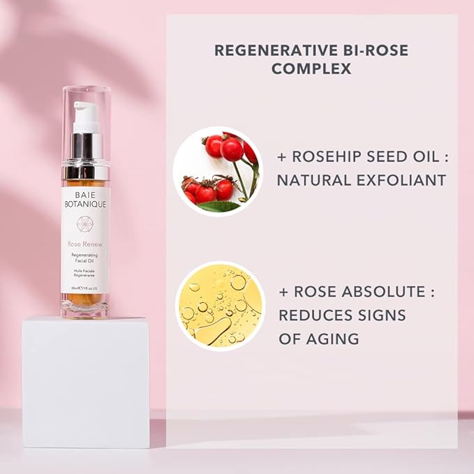 Baie Botanique Anti-Aging Facial Oil 30ml - Rose Absolute, Camelia, Borage, Evening Primrose, Abyssinian & Amla Oil - 100% Natural, 90% Organic