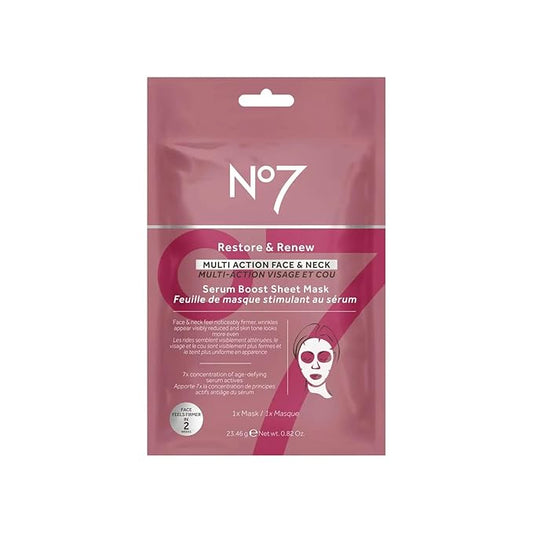 No7 Restore & Renew FACE & NECK MULTI ACTION serum boost sheet masks