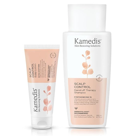 KAMEDIS Anti-Dandruff Therapy Shampoo & Botanical Moisturizer Over-Night Scalp Lotion - Medicated Head Treatment For Dry, Itchy, Flaky, Seborrheic Dermatitis and Sensitive Scalp. Parabens Free. (2pk)