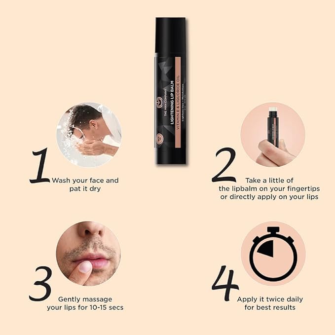 The Man Company Lightening Lip Balm for Men with Vitamin E & Liquorice Oil (0.14 oz), Lightens Darkened Lips, Nourishes, Moisturizes & Hydrates | PABA Free