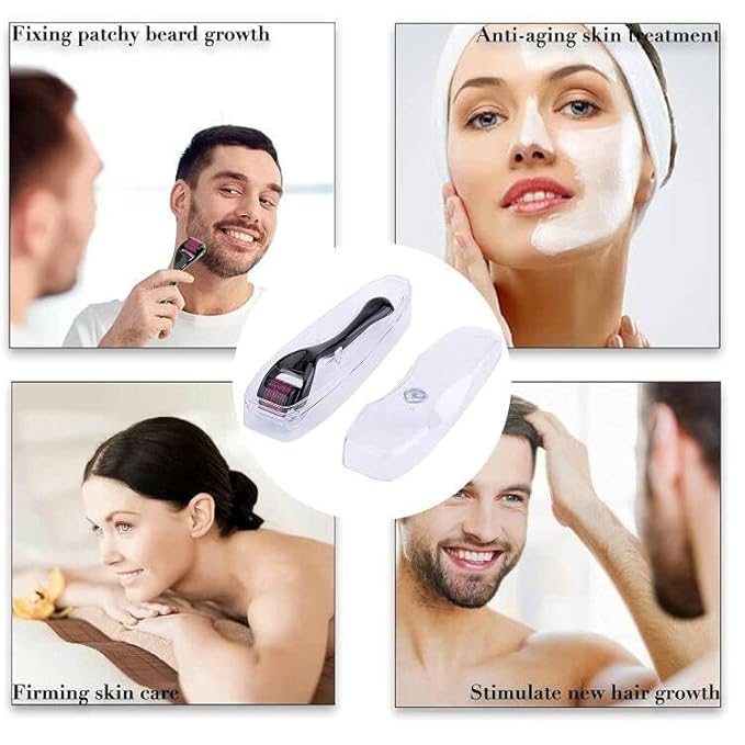Derma Roller for Face, Body and Scalp - Derma Roller for Men and Women with 540 Micor Roller - Beard Roller for Hair & Beard