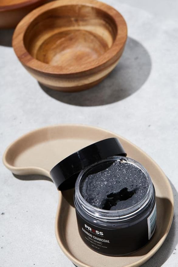 PRESS SKINCARE Bamboo Charcoal Face Mask| Mud Masks for Face | Face Masks Skincare for Men | Exfoliator, Pore Cleansing & Anti Aging Hydrating Face Masks Skin care |3.4 FL. OZ