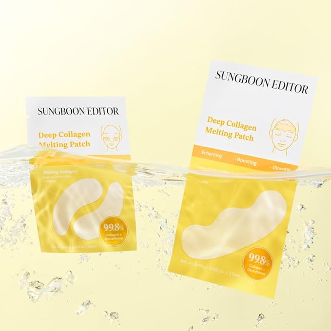 SUNGBOON EDITOR Deep Collagen Melting Patch | Real Collagen, Glutathione, Glass Skin, Skin Firming for Deep Wrinkle, Spot Correcting, Collagen Patches, Under Eye Mask, Korean Skin Care, 1.13 ounces