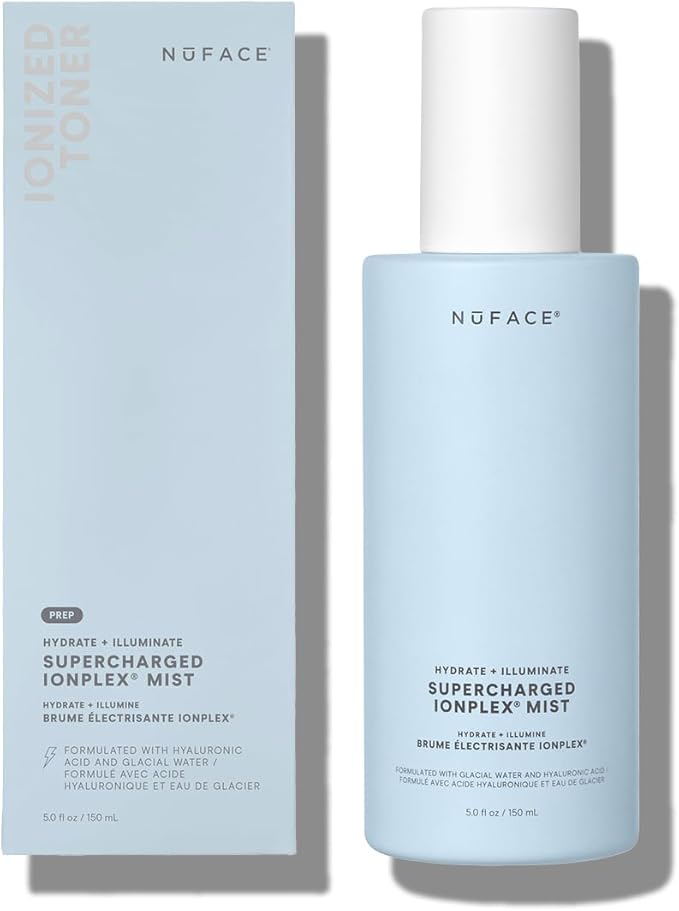 NuFACE Supercharged IonPlex Facial Mist - 3-in-1 Ultra-Fine Hydrating Face Mist & Pore Minimizer with Hyaluronic Acid + IonPlex Technology to Lock in Moisture and Enhance Microcurrent Treatment (5 oz)
