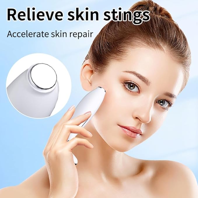 Facial Massager -7 Color Red-Light-Therapy for Face and Neck for Wrinkles, Double Chin, Vibrating Facial Massager with Thermals (White2)