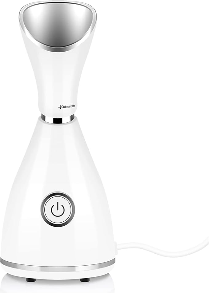 Facial Steamer for Face - Nano Ionic Face Steamer for Facial Deep Cleaning - Warm Mist Home SPA Portable Humidifier - Moisturizing, Unclogs Pores and Sinus, White