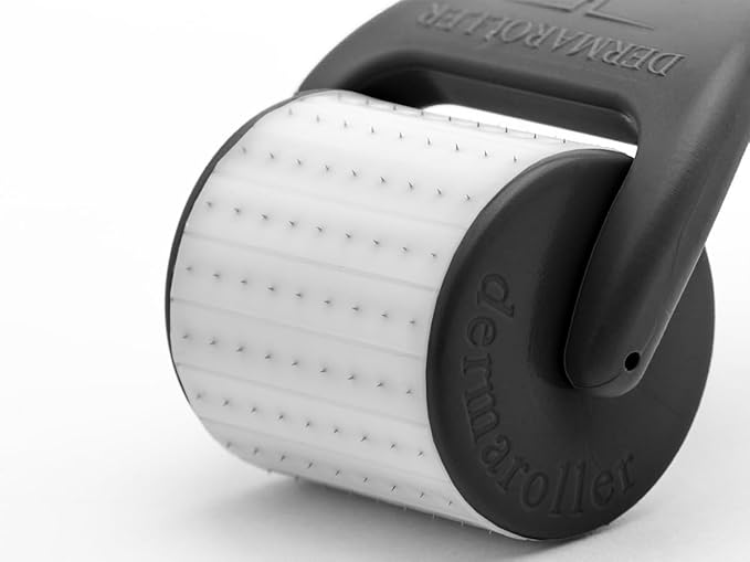 Dermaroller Microneedling Facial Roller for Skin Improvement, 0.2mm Needles for Stretch Marks, Acne & Burn Scars – Painless Dermaroller for Blemished Dry Skin – Made in Germany