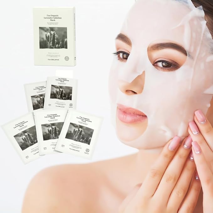 I'm ORGANIC - Lavender Solution Mask with Organic Lavender Oil | Skin Soothing | Hydrating | All Skin Types | 5 Masks