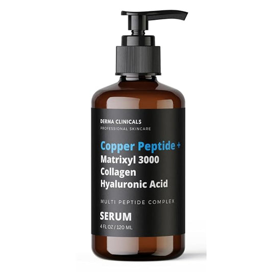 Copper Peptide + Matrixyl 3000, Collagen, Hyaluronic Acid Serum for face, Multi Peptide Firming and Plumping Serum, Anti-Wrinkle, Anti-Aging Face Serum - 4oz