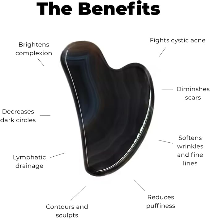 ROSELYNBOUTIQUE Gua Sha Facial Tools & Face Roller for Wrinkless Natural Skincare Tool Jade Roller Guasha Tool for Face Facial Massager (Black Obsidian)