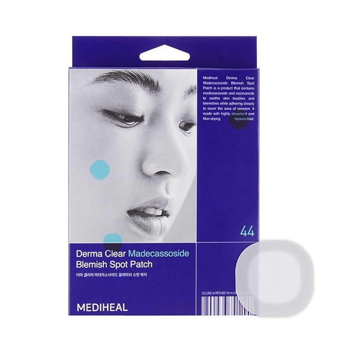 MEDIHEAL Derma Clear Madecassoside Blemish Patch (44 Counts) - Acne Spot Protection, Fast Healing with Madecassoside & Niacinamide