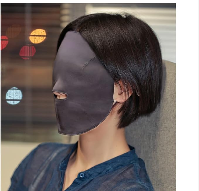 100% Silk Sleep Mask Modern Full Face Sleep Mask Soft Comfortable A Good Night’s Sleep Eye Mask with Adjustable Strap (Beige)