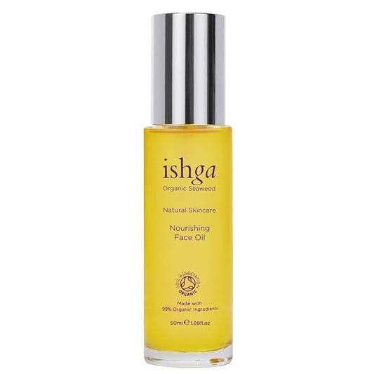 Ishga Organic Nourishing Face Oil | Scottish Seaweed, Jojoba, Almond Oil, Rose Geranium | Vegan, Cruelty-Free | 1.69fl oz (50ml)