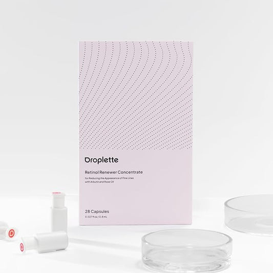 Droplette Retinol Renewer Refill Capsules - Help with the Crease Lines and Skin Health, Freshen, Revitalize & Firms Skin with Arbutin, Rose Oil and Collagen (30 Count)
