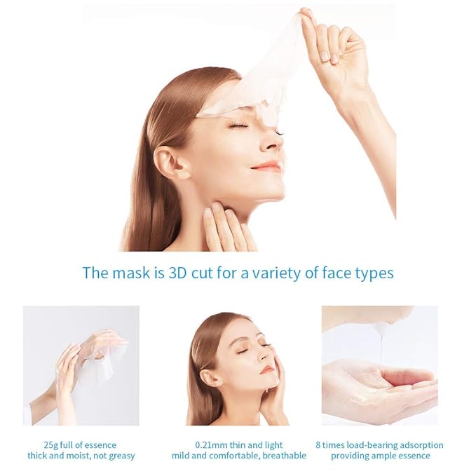 WIS Intensive Hydrating Smoothing Face Facial Sheet Mask 10 Packs, Deeply Moisturizing with Hyaluronic Acid-Witch Hazel for Oil Control & Shrink Pores-Firming & Anti Aging for Men＆Women