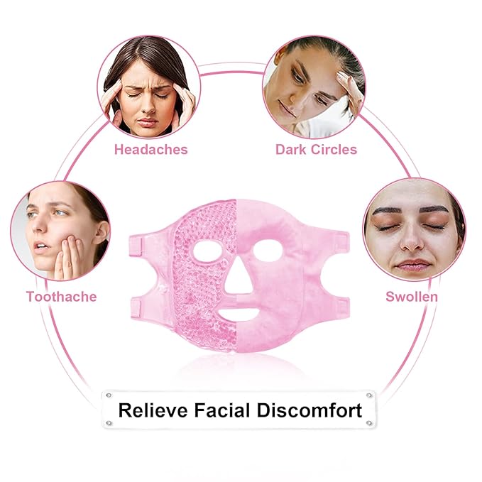 Bundle of CONBELLA Cold Face Eye Masks Ice Face Mask Hot Cold Compress and 2PCS Cooling Eye Mask Gel Eye Mask