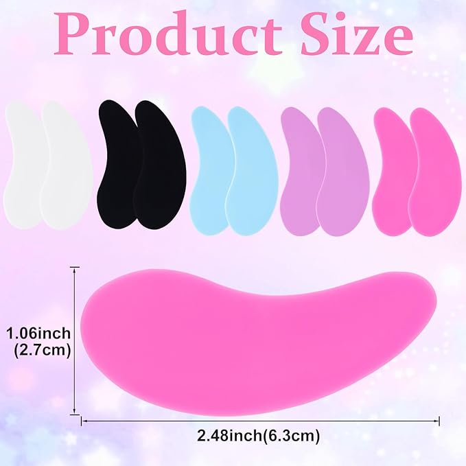 10 PCS Silicone Eye Patches Reusable, Under Eye Patches, Eye Mask for Skin Care for Reduce Wrinkles, Fine Lines and Eye Bags - Blue, Purple, White, Pink, Black - 5 Pairs