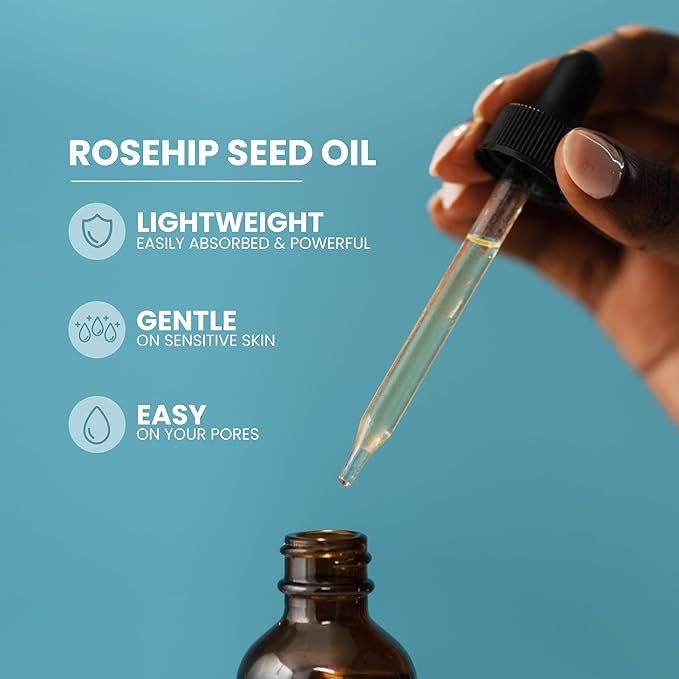 Pure Rosehip Seed Oil (2 Fl Oz)- Rosehip Oil for Face Aids Stretch Mark and Scar Removal - Facial Oil Reduces Inflammation, Collagen for Radiant Skin - Face Oil - Best Rose Hip Oil for Face
