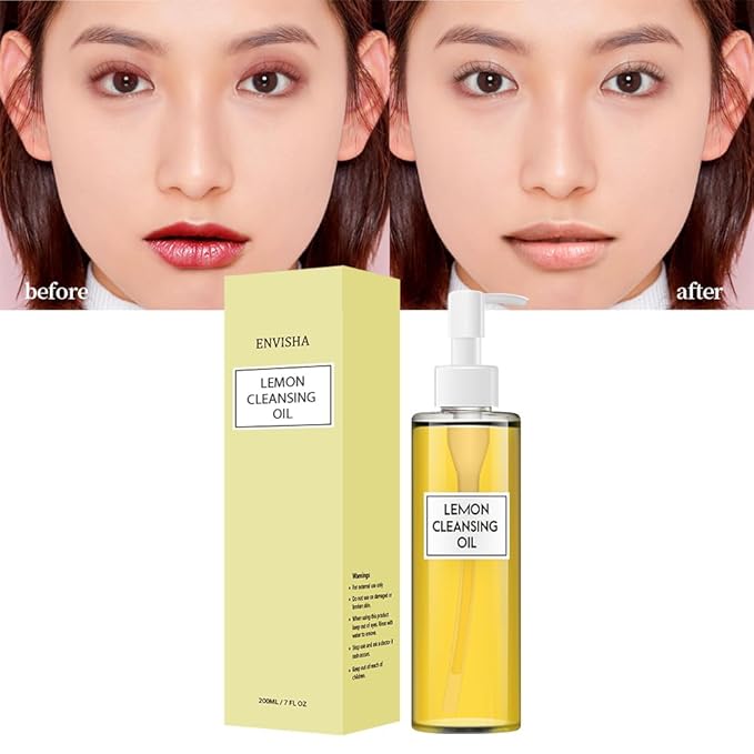 ENVISHA Lemon Deep Cleansing Oil, Oil Cleanser for Face, All Naturally Makeup Remover, Cleanses without Clogging Pores, All Skin Types, 7 FL.OZ