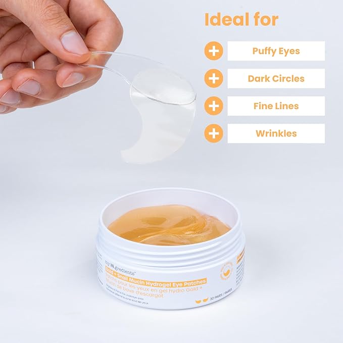 My Ingredients Gold & Snail Mucin Hydrogel Eye Patches 30 Pairs- Dark Circle and Puffy Eye Treatment, Energizing Solution for Tired Eyes, Korean Under Eye Patches for Dark Circles and Undereye Bags