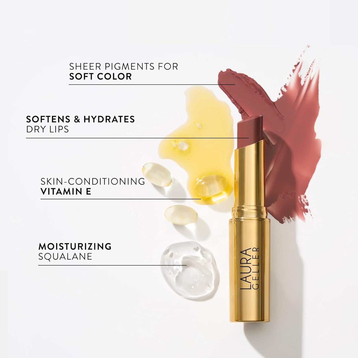 LAURA GELLER NEW YORK Jelly Balm Moisturizing Tinted Lip Balm - Sheerly Amazing - Hydrating Vitamin E - Semi-Shine Finish