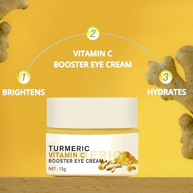 2PCS Turmeric Vitamin C Eye Cream for Wrinkle Dark Circles Under Eye Treatment Women Firm Hydrating brightening Correcting Turmeric Eyes moisturizer Cream