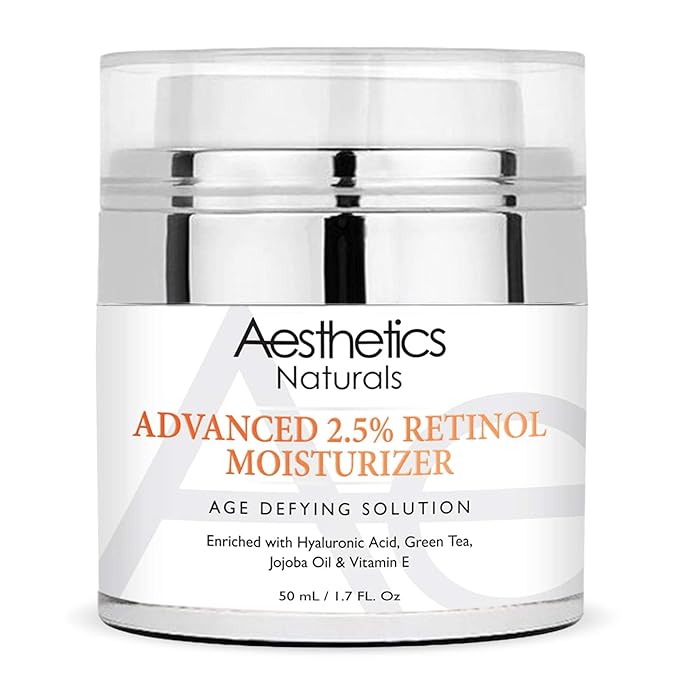 Retinol Cream - Anti-Aging Face & Neck Moisturizer with 2.5% Retinol, Vitamin E, Green Tea, Hyaluronic Acid, Organic Jojoba Oil, & Shea Butter, Day & Night Anti-Wrinkle Cream 1.7oz