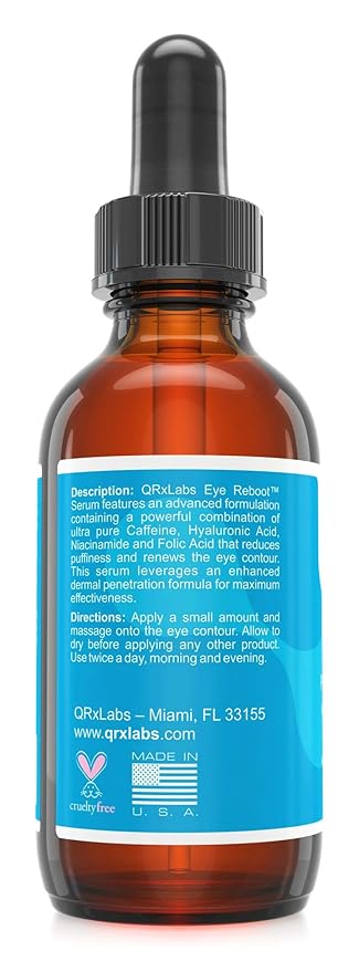 Eye Reboot Serum with 6% Caffeine, Hyaluronic Acid, Retinol & Niacinamide – Hydrating Formula For Delicate Eye Area – Helps Visibly Reduce Puffiness, Fine Lines & Dark Circles – Improves Skin Texture