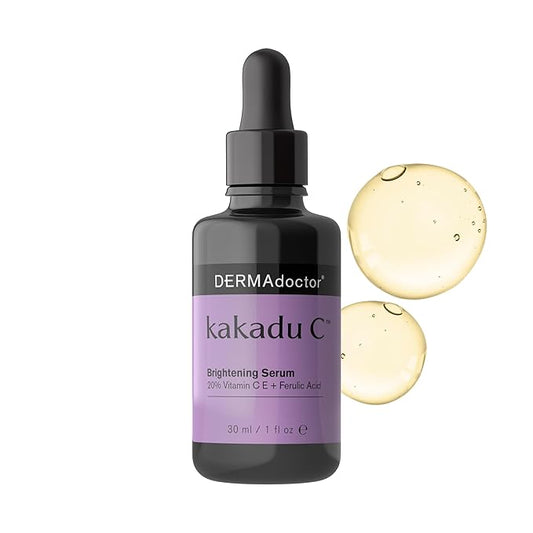 DERMAdoctor 20% Vitamin C Face Serum with Vitamin E & Ferulic Acid | Kakadu C Dermatologist-Formulated Anti-Aging, Hydrating & Discoloration Correcting Serum | Dark Spot Corrector - 1.0 fl oz