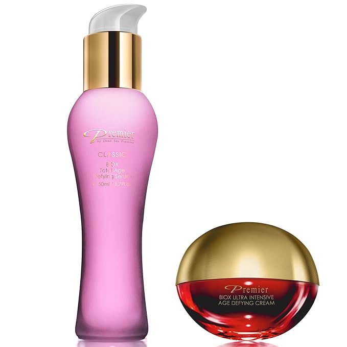 Premier Dead Sea Classic BIOX SERUM and BIOX EYE CREAM Total Age Treatment, Anti-Age, anti-wrinkle, anti-expression marks age defying Complex, soft, gentle, non-tacky 1.7 FL oz. + .34 FL oz.