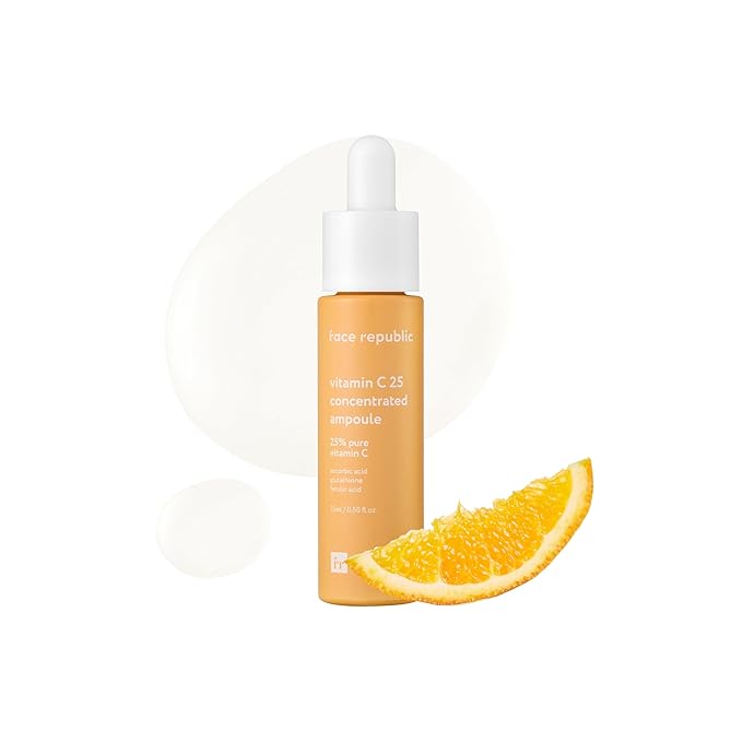 Face Republic Vitamin C 25 Concentrated Ampoule | 25% Ascorbic Acid, Glutathione, Antioxidants | No Irritation, Improve Skin Tone | Radiant Skin