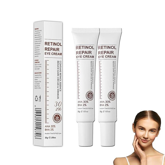 Retinol Repair Eye Cream，Reduces the appearance of dark circles，Stretch wrinkles at the corners of the eyes，moisturize and improve eye bags，Suitable for all skin types，1.05oz（2pcs）