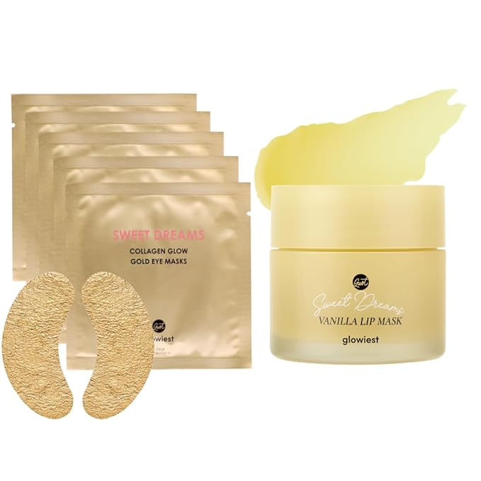 Sweet Dreams Collagen Glow Gold Eye Masks under eye patches for puffy eyes + Sweet Dreams Vanilla Lip Mask