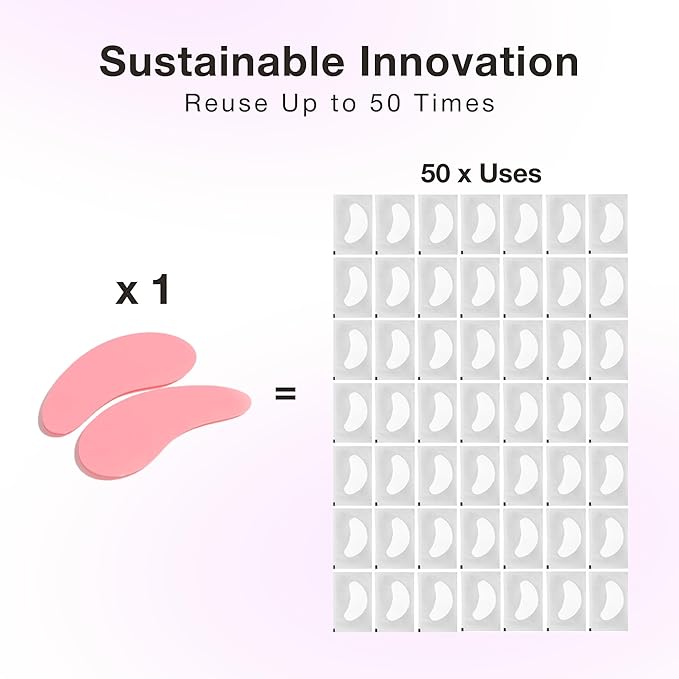 Curacoro Reusable Eye Pads, Silicone Under Eye Patches Lash Lift Cover Eyelash Extension | Soft Pads for Sensitive Skin during Eyelash Perm Lamination & Lash Extensions Remover (Pink, Style 1)