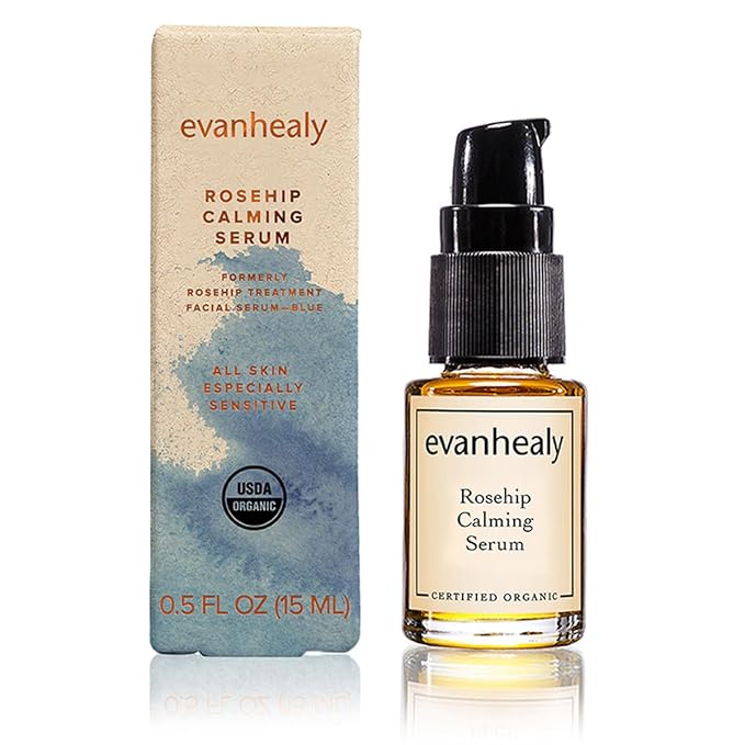 evanhealy Rosehip Calming Serum | Blue Skin Care Line with Organic Whole Essential Oils | Nurturing, Soothing Facial Oil Serum | Organic Facial Oil For Sensitive, Reactive Skin