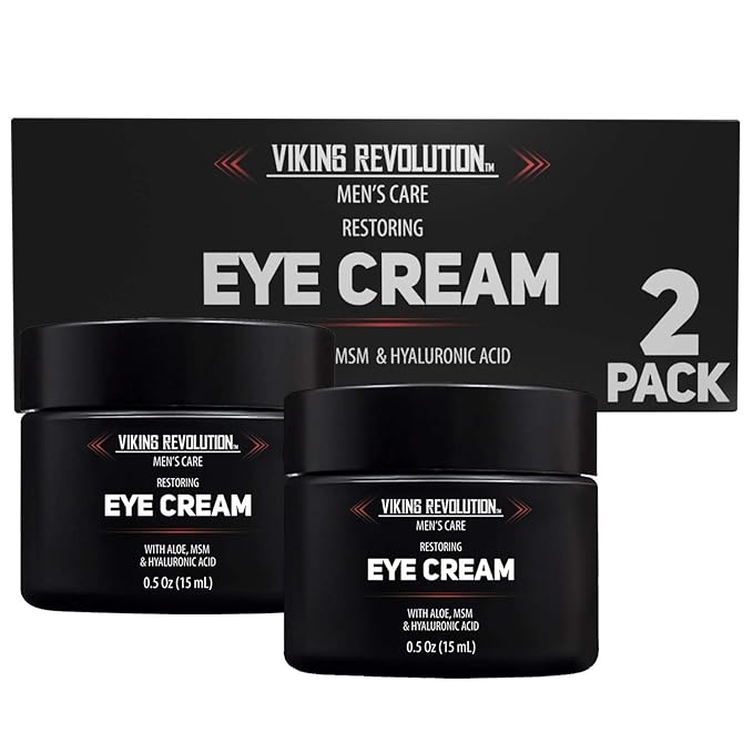 Viking Revolution Natural Eye Cream for Men - Anti Aging, Dark Circle, Under Eye Treatment - Men's Eye Moisturizer Wrinkle Cream - 0.5 Ounce (Pack of 2)