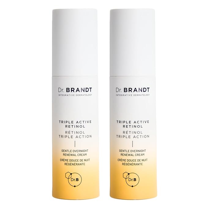 Dr. Brandt Bright This Way Triple Active Retinol - 1 oz, Pack of 2 - Gentle Overnight Renewal Cream - Reduces Wrinkles & Discoloration, Illuminates & Hydrates