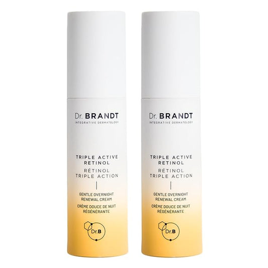 Dr. Brandt Bright This Way Triple Active Retinol - 1 oz, Pack of 2 - Gentle Overnight Renewal Cream - Reduces Wrinkles & Discoloration, Illuminates & Hydrates