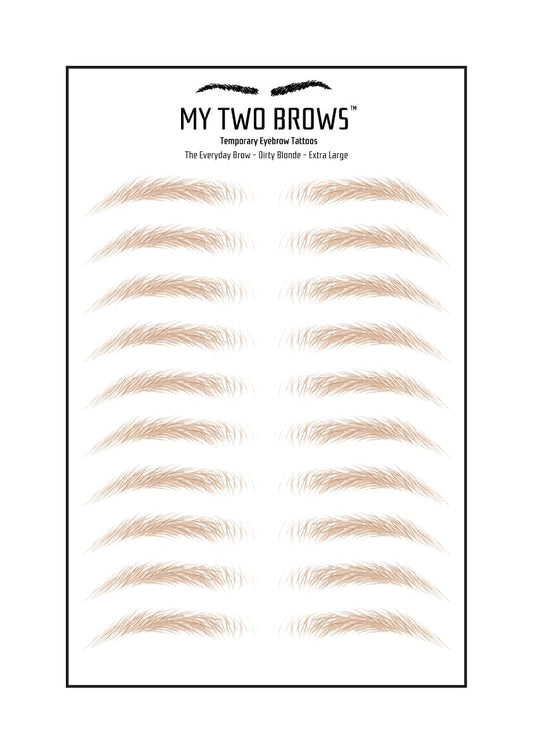(10 pairs) Dirty Blonde Temporary Eyebrow Tattoo - Extra Large Size - Waterproof & Smudgeproof - Everyday Brow Style Eyebrow Stickers - Sheet Lasts up to 30 Days - Won't Work on Existing Brows