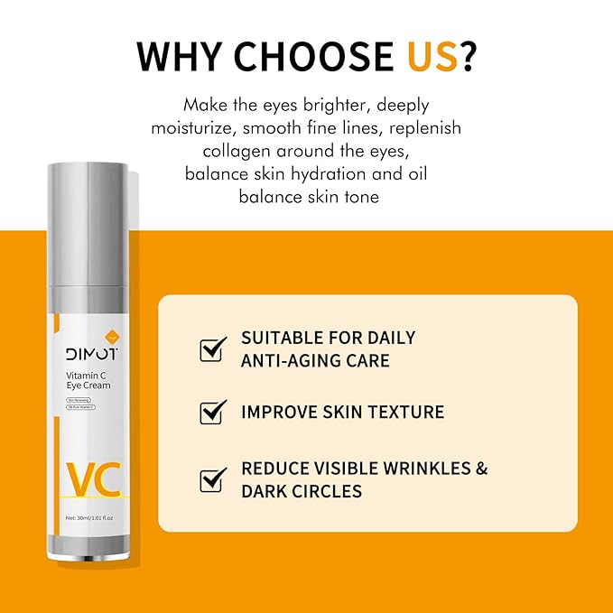 Vitamin C Eye Cream Puffiness Remover Eye Serum Anti-aging & Moisturising Vitamin C Eye Serum Eye Bags Treatment for Men and Women