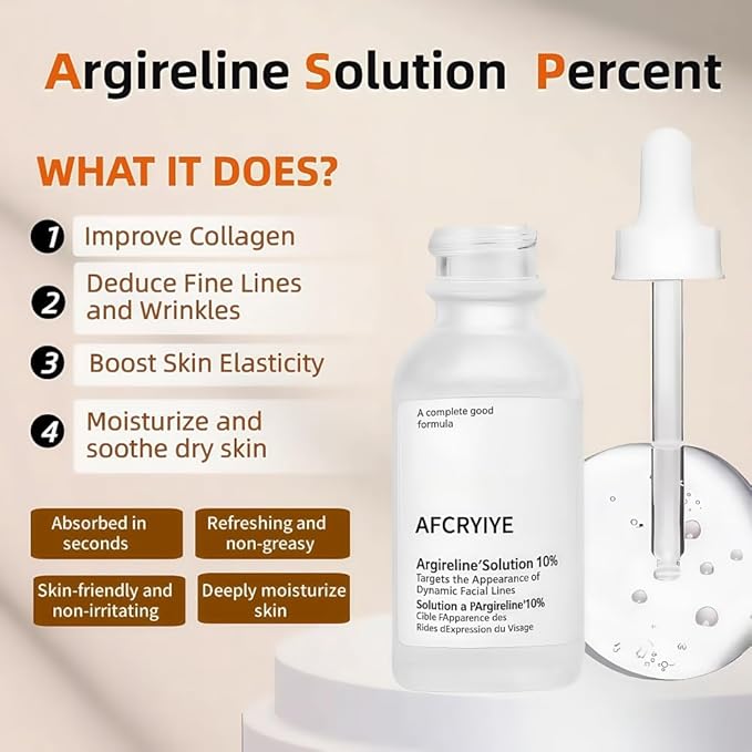 Argireline Solution 10%, Advanced Anti-aging Facial Serum, Facial Moisturizer for Women, Firming Skin and Reducing Wrinkles and Fine Lines, Argireline Facial Serum, 30ml